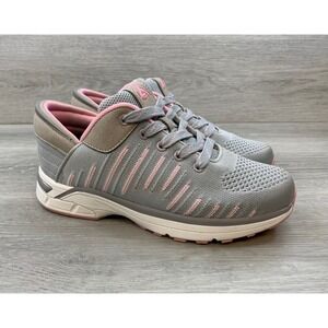 Zeba Hands Free Shoes Women's Sneakers Grey Pink Mesh Knit Slip On  9.5 W Shoes